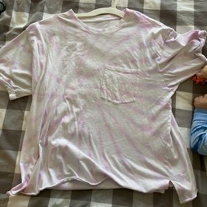 Purple and white tee shirt